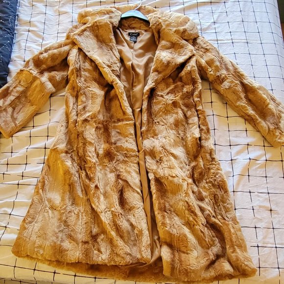 Cami Jackets & Blazers - Cami faux mink coat women's medium vintage? 2006 butterscotch fur gorgeous!